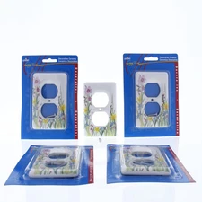 Leviton 89503-WFL WildFlower 1-Gang Duplex Ceramic Standard Wallplate Cover 5pcs