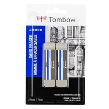 Tombow 67304 Mono Sand Eraser, 2-Pack. Silica 2 Count (Pack of 1), Grey
