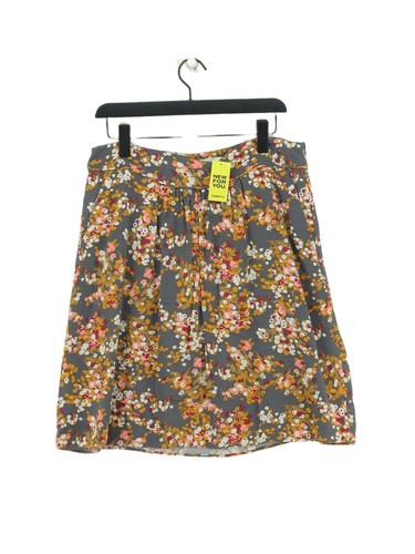 Boden Damen Midi Rock UK 14 Grau Geometrisches Muster Viskose mit Polyester Midi A-Linie