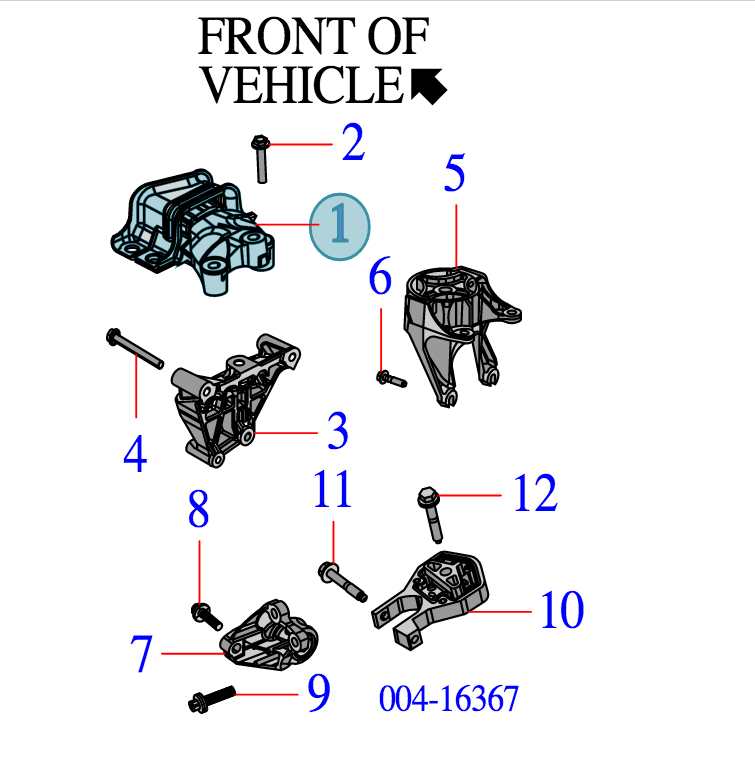 Set Of 4 Motor Mounts For 2014-2021 Dodge Promaster 1500/2500/3500 3.6L V6 - Replaces A5938, A20071, A5879, A20080
