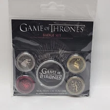 Genuine HBO Game of Thrones Fire and Blood 5 Piece Badge Set Button Badges