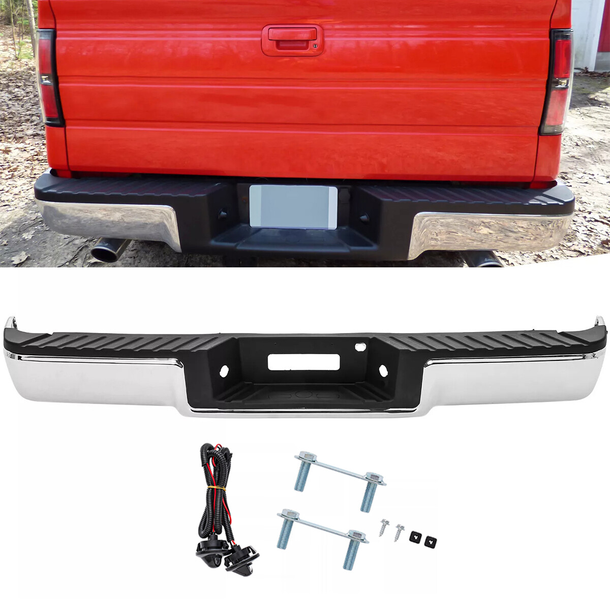 Chrome Rear Step Bumper Assembly For 2004-2006 Ford F-150 F150 W/O Park Holes