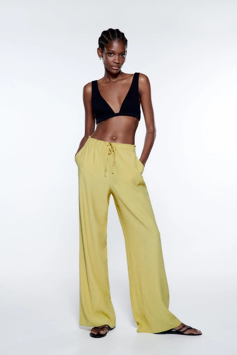 BNWT ZARA WOMAN MENSWEAR STYLE WIDE LEG PANTS HIGH WAISTED PANTS