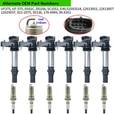 ✅Set of 6 Ignition Coil + 6 Spark Plug For Cadillac SRX CTS STS GMC Acadia UF375