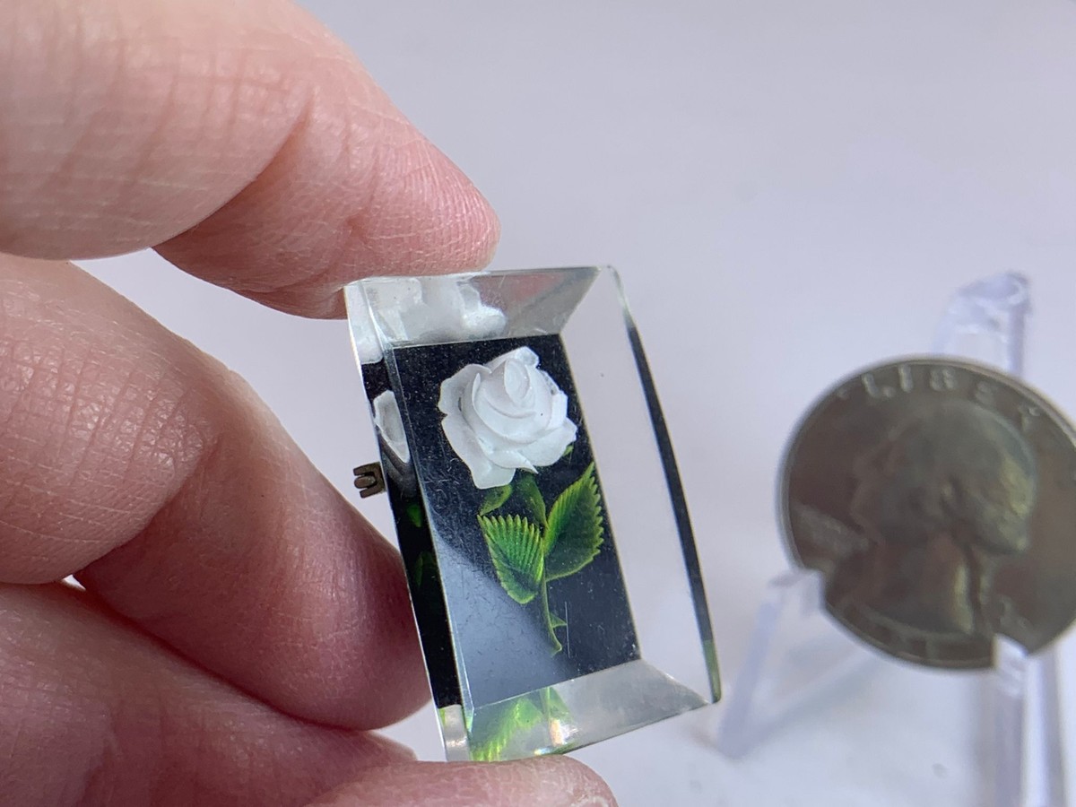 Flower Lucite Reverse Cut Intaglio 1930s Vintage Lucite