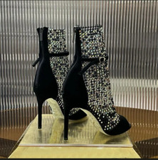Rhinestone Mesh Sandals Stiletto High Heels Female Crystal Mesh Shoes Sandal