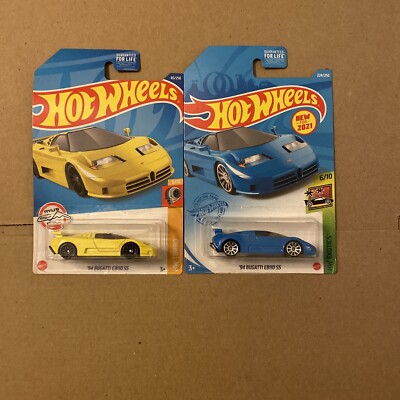 Hot Wheels 2021 '94 Bugatti EB110 SS HW Exotics HW Turbo Blue Yellow Lot of 2