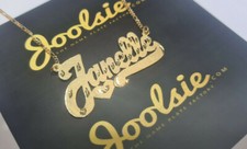 ITALIC 14K GOLD PLATED NAME PLATE W/CHAIN NECKLACE ANY NAME UP TO 9 LETTERS