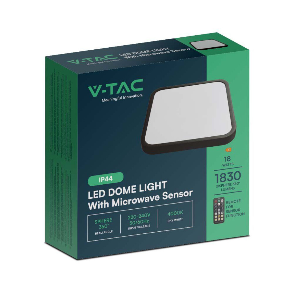 plafoniera led quadrata 18w smd ip44 con sensore movimento e crepuscolare colore