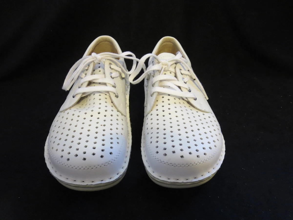 Finn Comfort womens white perforated top lace up Baden Vaasa 38D