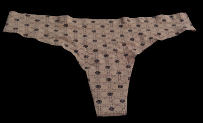 Tan Black Rose Floral Print Thong Panty Panties XL Womens Lingerie Intimates