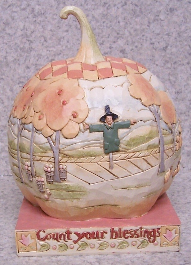 Figurine Jim Shore Thanksgiving Pumpkin Country Harvest Scene NEW with gift box