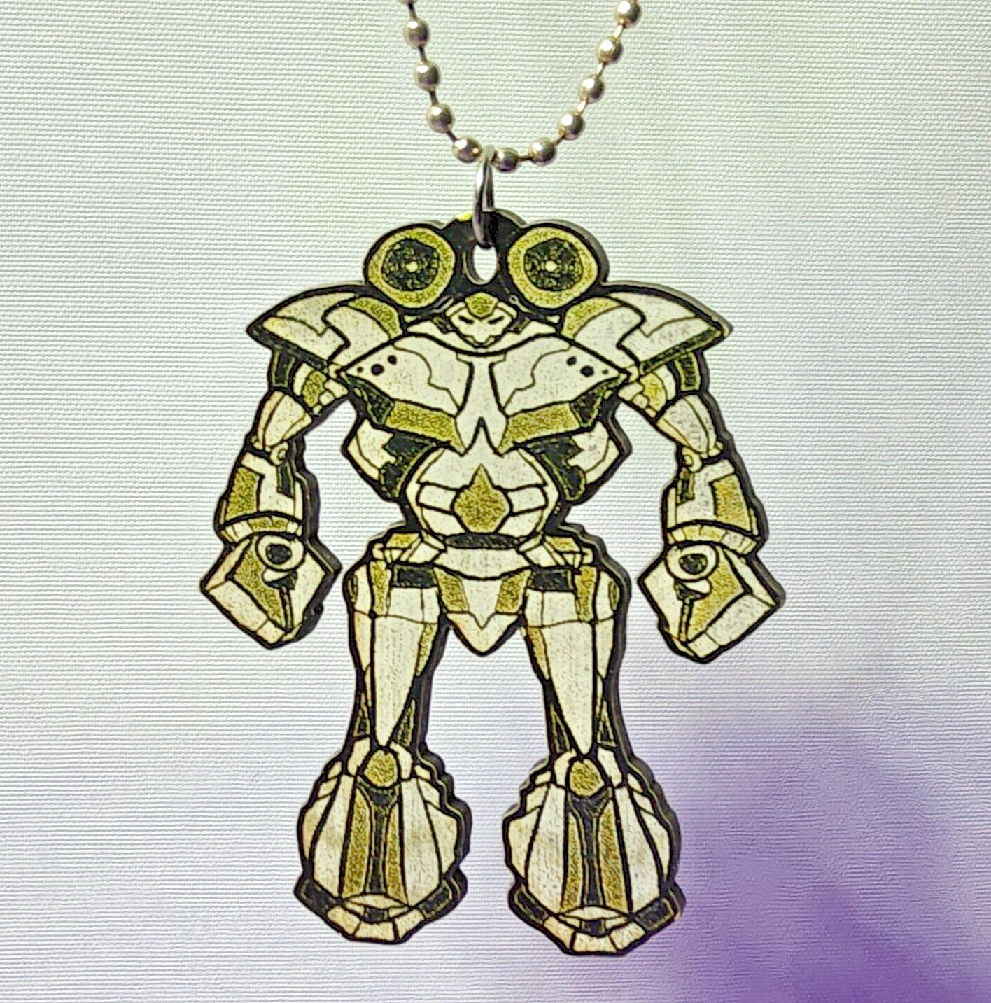 Laser cut mini battle robot necklace digital art custom gift droid robotics