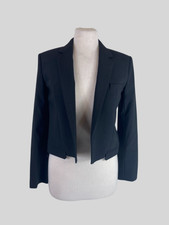 Helmut Lang Black Cropped Wool Blend Jacket Size Uk6/us2