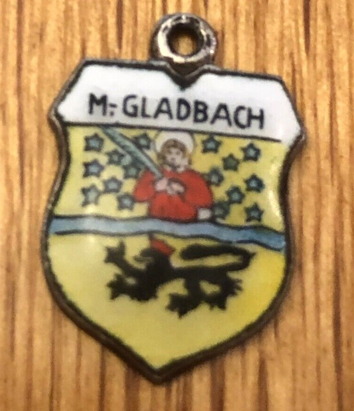 Vintage M Gladbach Enamel Silver Plated Travel Shield Charm