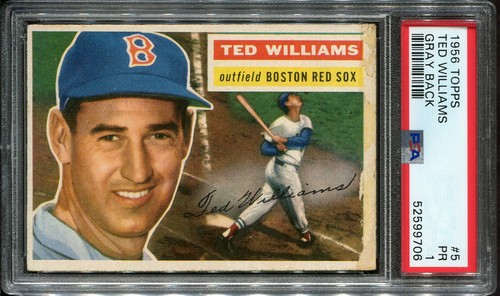 1956 Topps #5 Ted Williams PSA 1 HOF Boston Red Sox