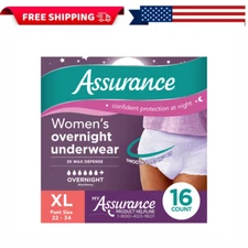 Assurance Women's Incontinence & Postpartum Underwear, XL, Overnight 16 Count NE
