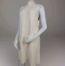 Madewell Sweater Dress Womens L Cream Cable Knit Cotton Sleeveless High Neck