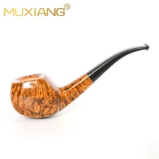 MUXIANG Briar Freehand Pipe Smooth Tobacco Pipe Bent Cumberland Stem Wooden Pipe
