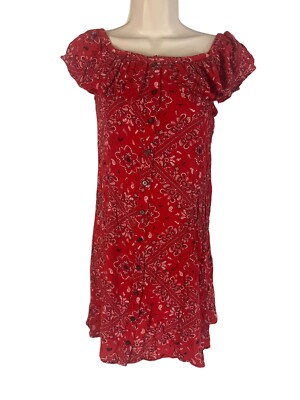 Mudd Red Bandana Print Button Up Dress Sz XS Juniors Sundress
