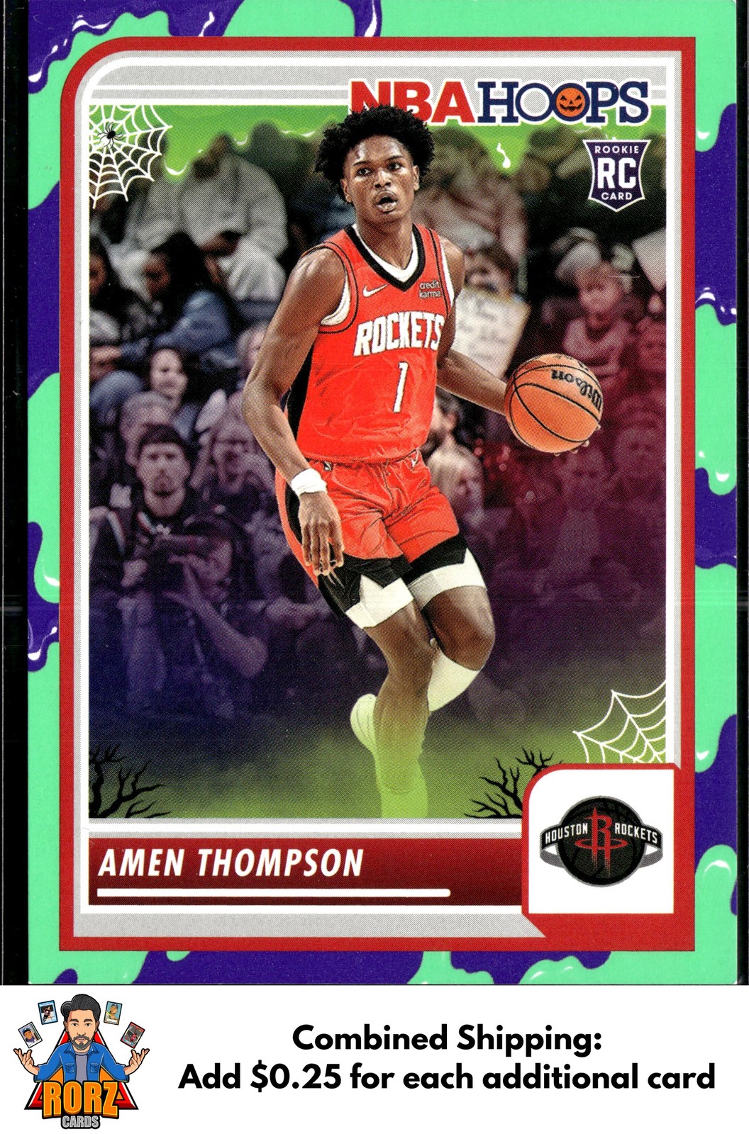 2023-24 Hoops Haunted Hoops #86 Amen Thompson Slime RC Houston Rockets