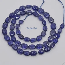 Gem Grade Water Sapphire Iolite Faceted Oval Nugget Beads 16 inch Strand