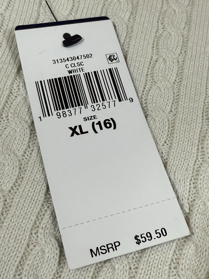 Polo Ralph Lauren CL кабель трикотажа кнопка свитер слоновой кости белый девочек XL (16) новый с Ярлыками - Изображение 4 из 4