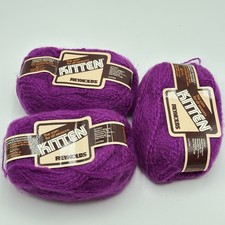 Lote 3 Hilos de Lana Mohair Acrílico Gatito Reynolds #04 Vibrante Púrpura/Violeta De Colección