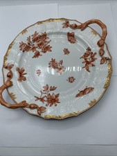 HEREND ROUND CHINESE BOUQUET HANDLED PLATE CAKE SERVING 1172