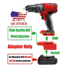 1x Adapter Upgrade for Bauer 20v Tools To for Milwaukee M18 RED Battery -Adapter