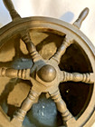 Vintage Solid Brass Ashtray Ship's Wheel 2 Pieces, held with center screw — photo 7