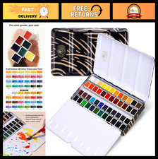 48 Vibrant Watercolor Paint Set - Portable Box, Lightfast, Ideal for Artists & B