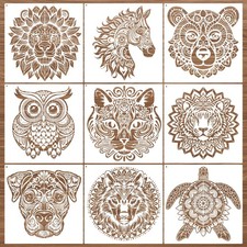 9 Pcs Mandala Stencils for Painting on Wood, 12x12 Inches Large Reusable...