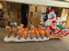 Colossal 16.5' Rudolph W/ Santa & Bumble Sleigh Airblown Inflatable Christmas 1b