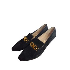 Vintage Salvatore Ferragamo Horsebit Suede Heeled Loafers 8 AAA