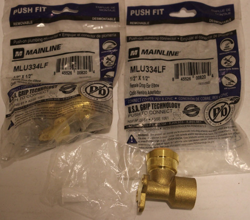 Mainline MLU334LF - 1/2" x 1/2" Female Drop Ear Elbow Copper, PEX, CPVC Lot of 2