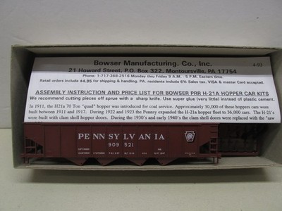 BOWSER # 540652 ~ PENNSYLVANIA H21-A 4-BAY HOPPER CAR # 909521~ KIT~HO SCALE