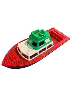 Vintage Amloid Corp Plastic Toy Boat Cabin Cruiser Yacht Blue Red White Green