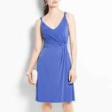 NWT ANN Taylor Jersey Twisted Shoulder Strap Ravine Blue Dress size 0
