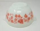 Vintage Pyrex White with Pink Gooseberry Nesting Bowl 441 - 1 1/2 pt
