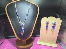Sterling 925 Navajo Native American Southwest Lapis Lazuli Necklace And Earrings