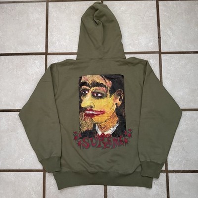 Supreme Portrait Hooded Sweatshirt Large Olive Green Graffiti Japan Art New