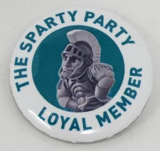University Of Michigan St Spartans The Sparty Party Loyal Button Big Ten RARE