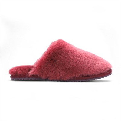 Infinity Leather Damen Hausschuh aus echtem Schaffell Bordeaux Warm Winter Fell