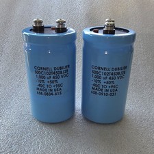 Cornell Dubilier, 2, Capacitors 1,000 uF/450 VDC For Vacuum Tube Amp, Audiophile