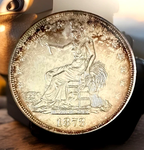 1878 s Trade Dollar Choice AU-58 ANACS Old Soap Box Holder