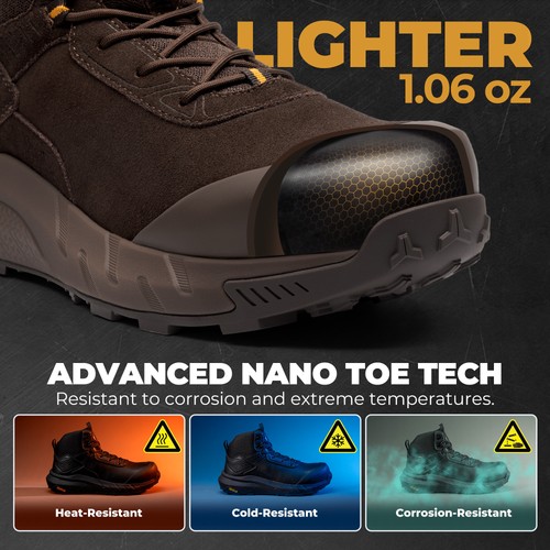 Men Waterproof Composite Toe Work Boots Lightweight Comfortable Safety Boots