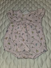 Carter's Baby Girl Vintage Short Sleeve Bodysuit Outfit Pink Animal Print 3-6mth