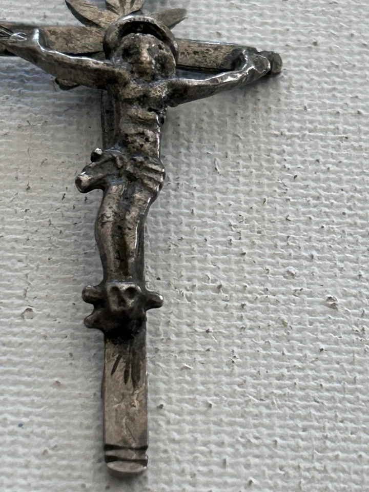Antica Croce Crocifisso In Argento Epica 800 - Immagine 3 di 4