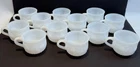 12 Vintage Fruit Decorated Pressed Fused Milk Glass Punch Cups MINT